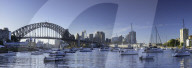 Sydney Harbour Bridge and skyline from Lavender Bay, Sydney, New South Wales, Australia