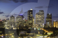 View of skyline at sunset, Sydney, New South Wales, Australia