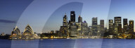Sydney Opera House and skyline at dusk, Sydney, New South Wales, Australia