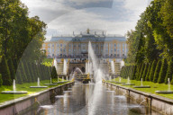 Samson Fountain, Great Palace, View from Sea Canal, Peterhof, UNESCO World Heritage Site, Russia