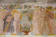 Original Frescoes, Former Convent, Church of San Pedro Y San Pablo, 1650, Teabo, Route of the Convents, Yucatan, Mexico