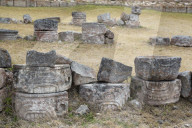 Carved Stones, Kabah Archaeological Site, Mayan Ruins, Puuc Style, Yucatan, Mexico