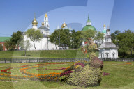 Bird Made of Flowers (foreground), The Holy Trinity Saint Serguis Lavra, UNESCO World Heritage Site, Sergiev Posad, Russia