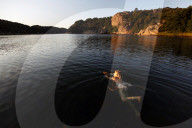 A woman swimming on the Bohuslan coast, Sweden