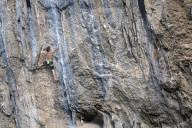 Rock climber at Collegats, Catalonia, Spain