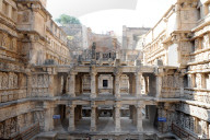 Ornately carved 11th century Chaulukya dynasty Rani ki Vav stepwell, UNESCO World Heritage site, Patan, Gujarat