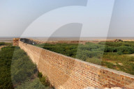 Part of the 7km long 18th century wall round Lakhpat Fort on the Kori creek looking out at the border between India and Pakistan