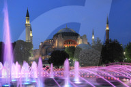 Hagia Sophia, Aya Sofya at Night, UNESCO World Heritage Site, Sultanahmet Square Park, Istanbul, Turkey, Europe