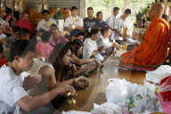 Khao Pansa celebration at Wat Ampharam, Hua Hin. Puja. Thailand.