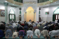 Masjid Al Rahim Mosque. The friday prayer (salat). Muslim men praying. Ho Chi Minh City. Vietnam.
