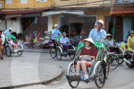 Transportation by cyclo, Vietnamese pedicab. Hoi An. Vietnam.