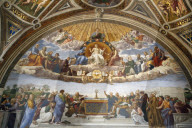 Vatican museums, Rome. Raphael's rooms. Disputation of the Holy Sacrament. Italy.