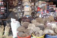 Market in Duong Dong town. Medicinal herbs on display in Chinese traditional pharmacy, Phu Quoc. Vietnam.