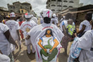 Voodoo cult in Cotonou, Benin. Procession.