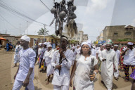 Voodoo cult in Cotonou, Benin. Procession.