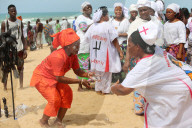 Voodoo cult on a beach in Cotonou, Benin.