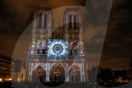 Sound and light show at Notre Dame de Paris cathedral, France.