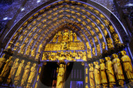 Sound and light show at Notre Dame de Paris cathedral, France.