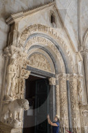 Stone Carving Outside The Cathedral of St. Lawrence, Trogir, Croatia, Europe