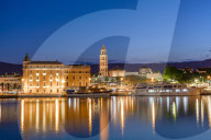 Split Harbour with Cathedral of Saint Domnius, Split, Dalmatian Coast, Croatia, Europe