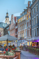 Restaurants at Night, Old Town, Riga, Latvia, Northern Europe,
