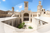 Aghazadeh Mansion courtyard and wind catcher, Abarkook, Yazd Province, Iran