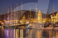 Sea Front Harbour in the Old Town (Stari Grad) of Trogir, UNESCO World Heritage Site, Dalmatia, Croatia
