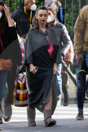Lily Collins arriving at the set of Emily in Paris in Paris