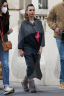 Lily Collins arriving at the set of Emily in Paris in Paris