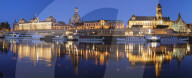 Elbe River with Academy of Fine Arts, Bruehlscher Terrasse, Frauenkirche Cathedral, Dresden, Saxony, Germany