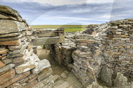 Broch of Gurness interior, Iron Age complex, prehistoric settlement, Eynhallow Sound, Orkney Islands, Scotland, United Kingdom