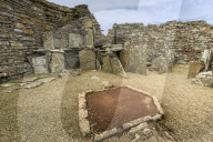 Broch of Gurness interior, Iron Age complex, prehistoric settlement, Eynhallow Sound, Orkney Islands, Scotland, United Kingdom
