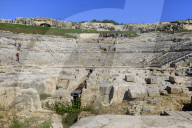 Teatro Greco (Greek Theatre), the Greek Amphitheatre at Syracuse (Siracusa), UNESCO World Heritage Site, Sicily, Italy, Europe