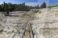 Teatro Greco (Greek Theatre), the Greek Amphitheatre at Syracuse (Siracusa), UNESCO World Heritage Site, Sicily, Italy, Europe