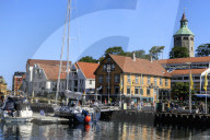 Vagen inner harbour, yacht, waterfront, blue sky, Summer, Stavanger, Rogaland, Norway, Scandinavia, Europe