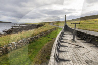 Replica Viking longship, Skidbladner, Haroldswick, Island of Unst, Shetland Isles, Scotland, United Kingdom, Europe