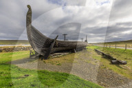 Replica Viking longship, Skidbladner, Haroldswick, Island of Unst, Shetland Isles, Scotland, United Kingdom, Europe