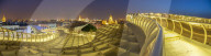 Panoramic of reticular structure and curved footbridge of Metropol Parasol, Plaza de la Encarnacion, Seville, Andalusia, Spain