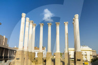 White marble columns and capitals of the ancient Roman Temple, Cordoba, Andalusia, Spain