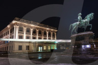 Equestrian statue at Albertina Museum, largest Habsburg residential palace, Vienna, Austria