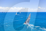 Aerial view of sailing boats during a regatta, Antigua, Caribbean, West Indies, Leeward Islands (drone)