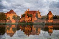 Unesco world heritage sight Malbork castle at sunset, Malbork, Poland