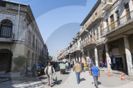 Historic colonial buildings, Al Rasheed Street, Baghdad, Iraq