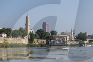 Qushla clock tower on the Tigris river, Baghdad, Iraq