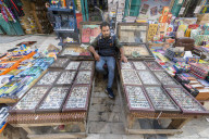 Jewllery seller in Mutanabbi street, Baghdad, Iraq