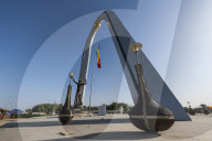Backlight of the monument of Independence, Place de la Nation, NÂ´Djamena, Chad, Africa