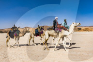 Tuaregs riding on their camels, near Tamanrasset, Algeria