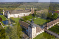 Aerial of the Unesco world heritage sight,Princely Abbey of Corvey, North Rhine-Westphalia, Germany