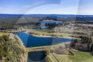 Unesco world heritage sight the Upper Harz Water Regale , Goslar, Lower Saxony, Germany (drone)