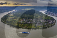 View from the Gedeonseck down to the Rhine bend, Unesco world heritage sight Midle Rhine valley, Germany